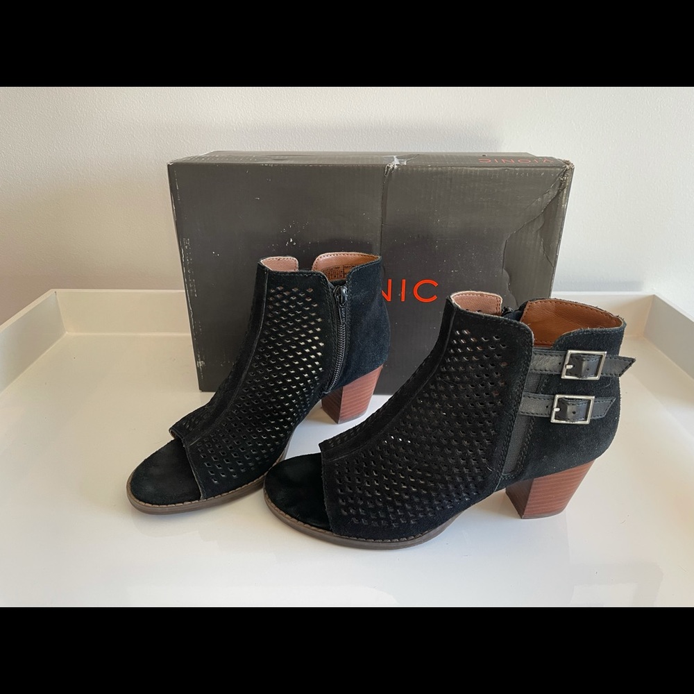 Vionic Open-Toe Booties Aloft Chryssa Black 7